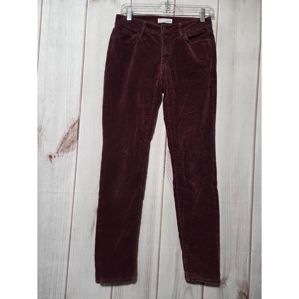 LOFT Curvy Skinny Corduroy Pants Burgundy Women's Size 2 Regular